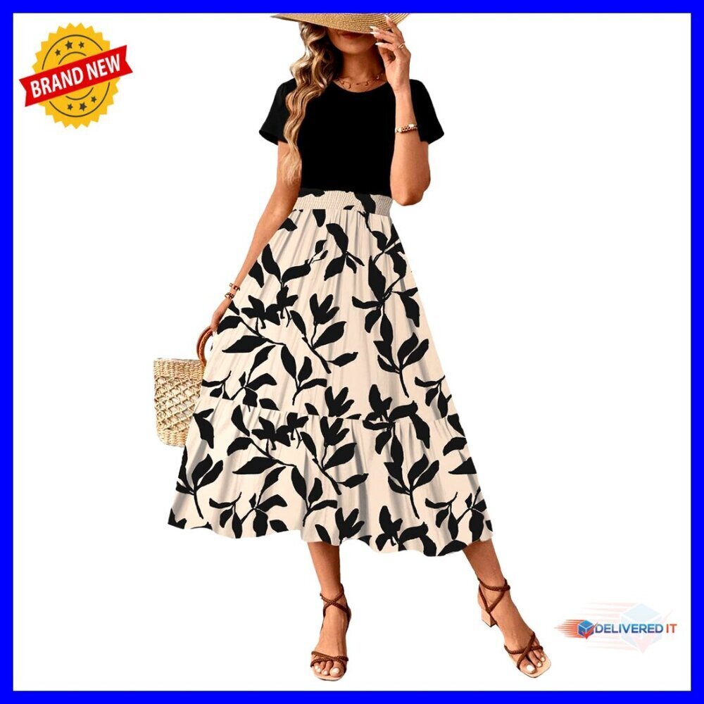 Floral Print Maxi Dress Ruffle Sleeve Casual Flowy Summer Boho Chic